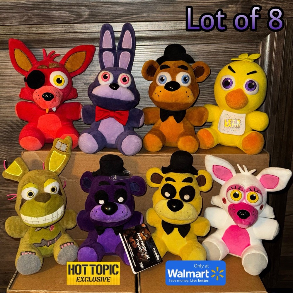 Five Nights at Freddy's Exclusive Funko Plush Lot of 8 Golden Shadow Freddy