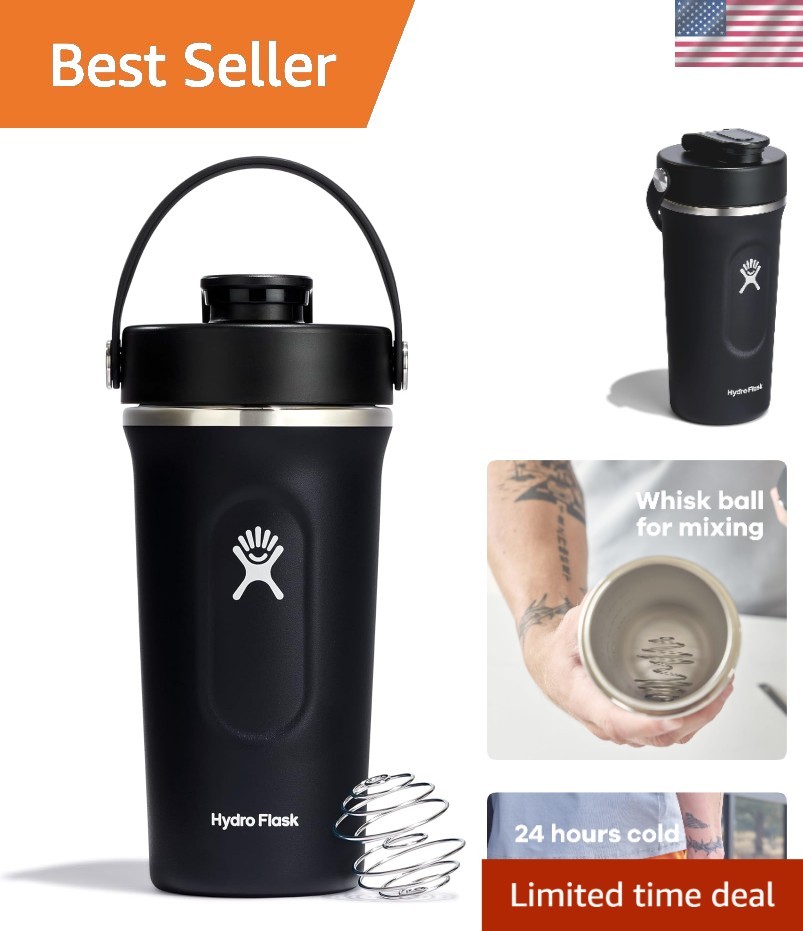 Elegant 24 Oz Insulated Shaker Bottle with Whisk Ball - Perfect for Smoothies