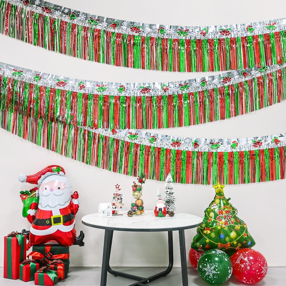 Mega-L Christmas Decorations 2Packs 39Feet Foil Fringe Garland Tinsel Streame...