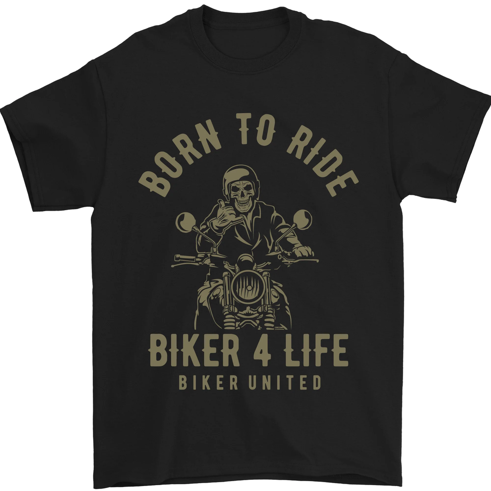 Biker 4 Life Motorbike Motorcycle Skull Mens T-Shirt 100% Cotton