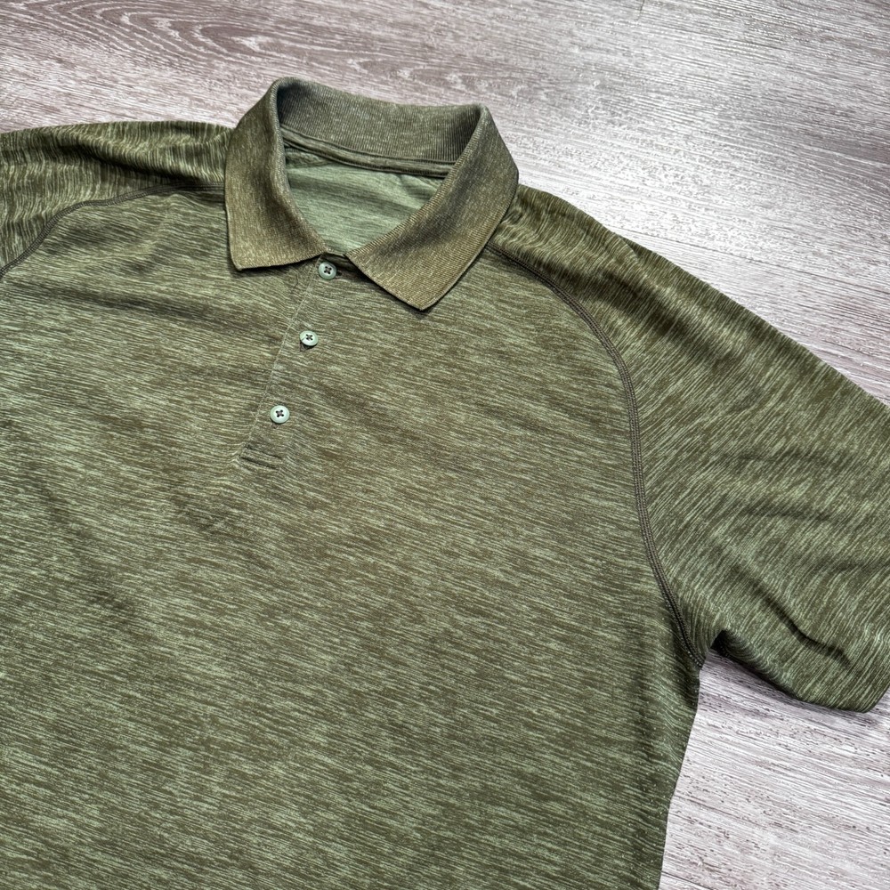 Lululemon Polo Shirt Mens XL Green Metal Vent Tech Stretch Performance Golfer