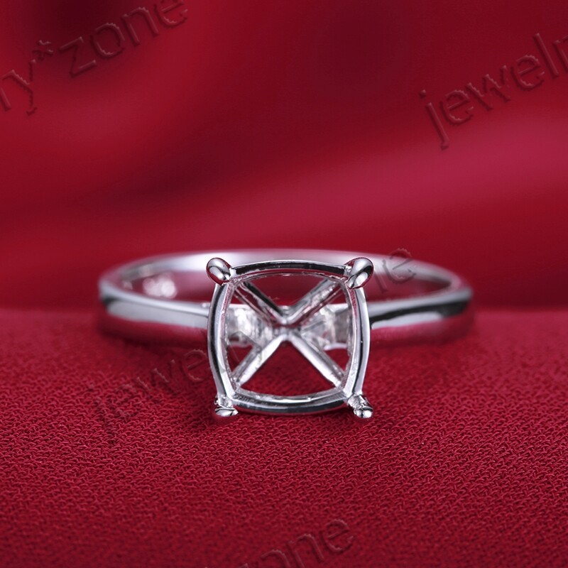 8x8mm Cushion Cut Solitaire Ring in 14k White Gold for Weddings & Anniversaries