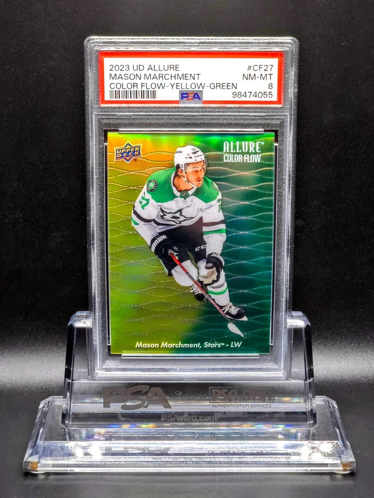 TEAM MATCH! Mason Marchment 2023 UD Allure Color Flow Yellow-Green #CF27 PSA