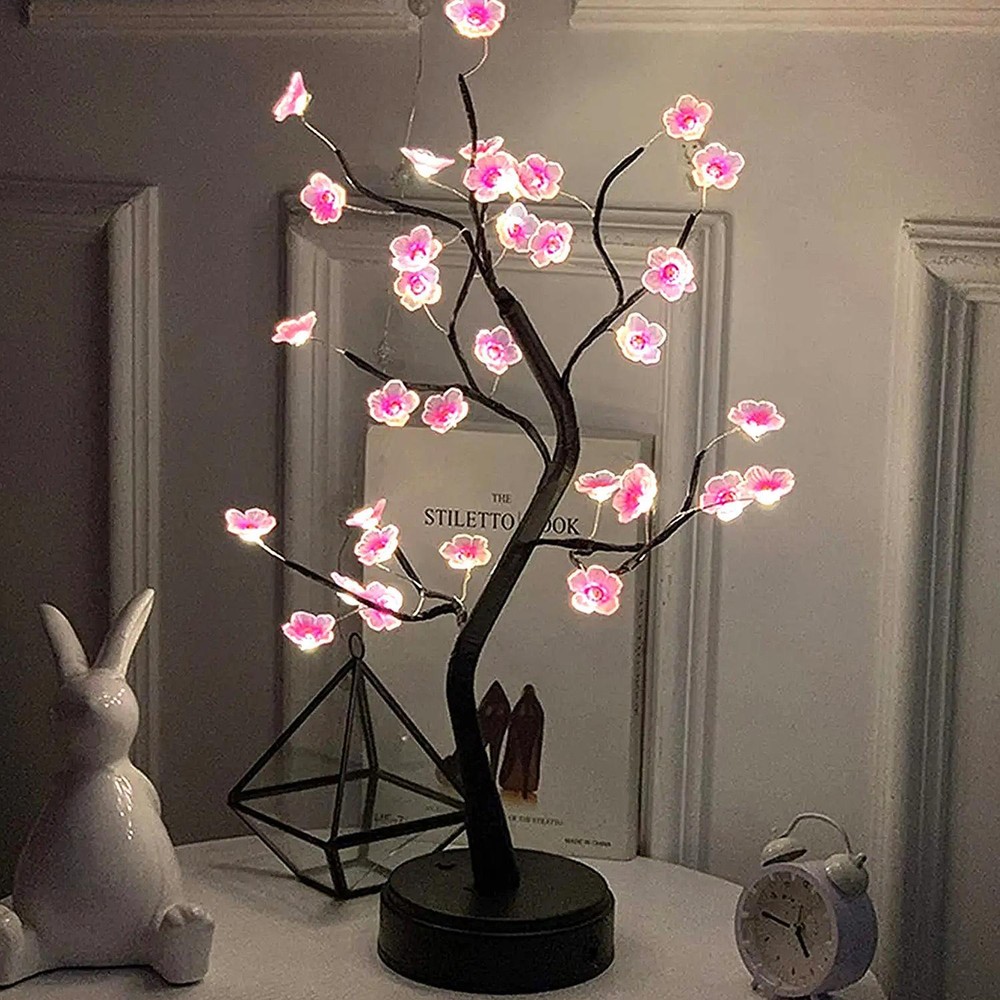 Table Tree Night Light Usb/battery Powered Touch LED Cherry Blossom Lamp