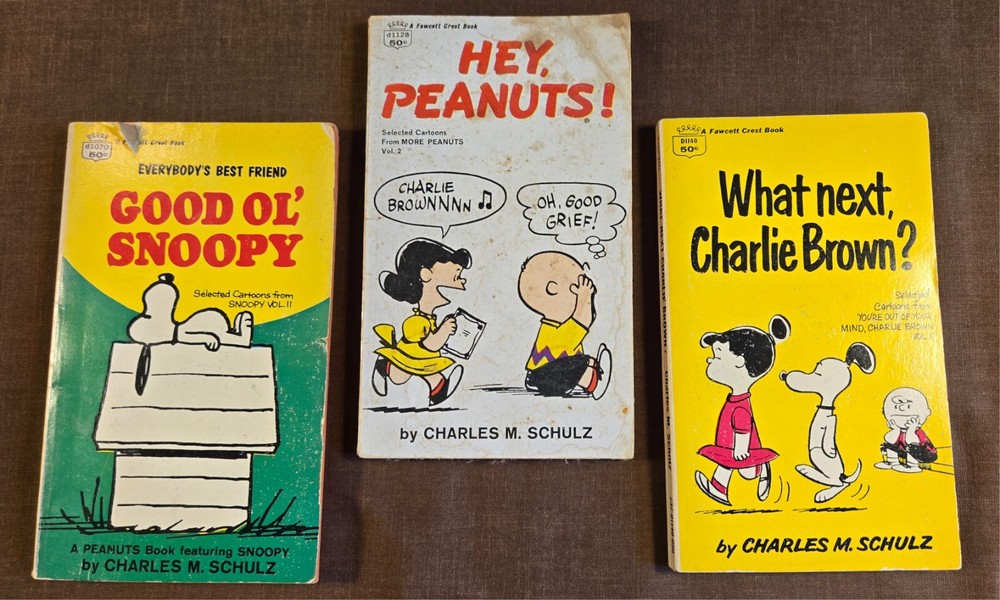Vintage 1960s Peanuts Paperback Lot of 3 by Charles M Schulz Snoopy Charlie Brown
