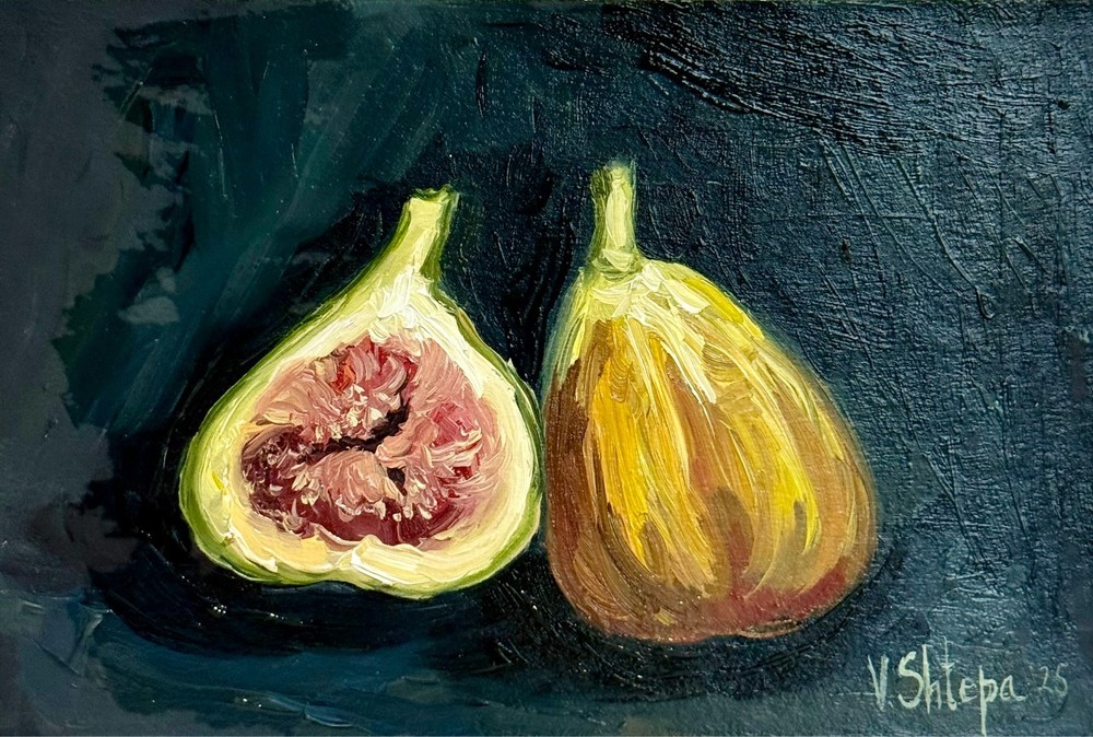 Figs Original Oil Painting Fruit Still Life Kitchen Impressionism Art Signed