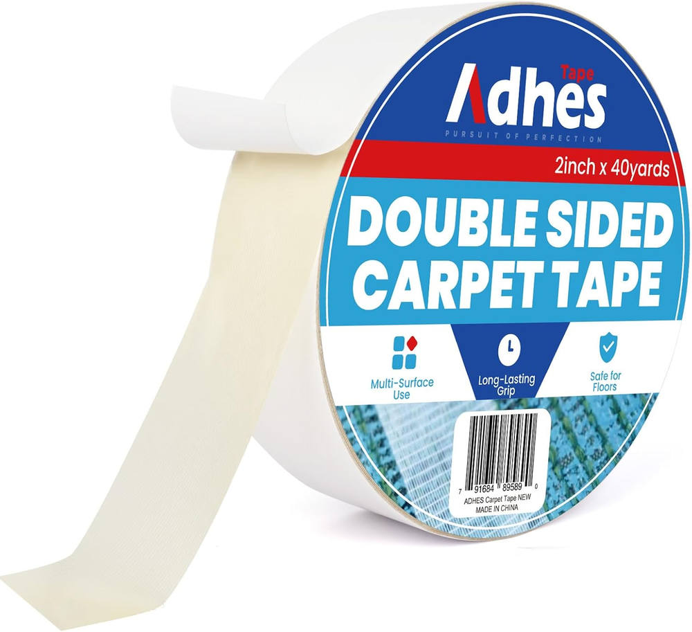 ADHES Double Sided Carpet Tape for Area Rugs – 2 Inch X 40 Yards, Heavy Duty Adh