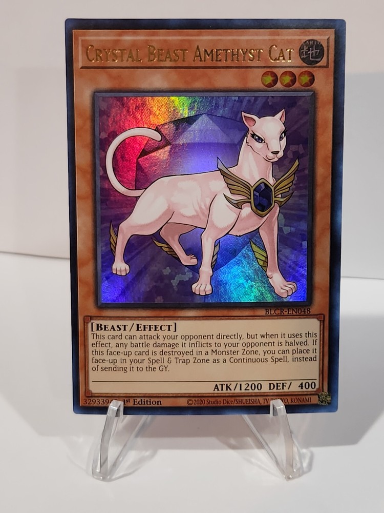 YuGiOh Crystal Beast Amethyst Cat BLCR-EN048 Ultra Rare 1st Edition NM