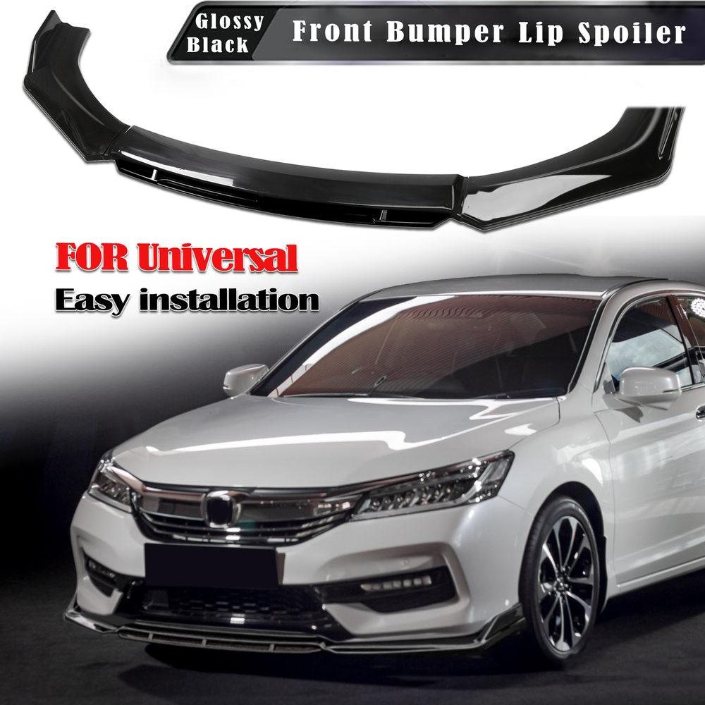 For HONDA ACCORD Glossy Black Front Bumper Lip Spoiler Splitters Body Kit
