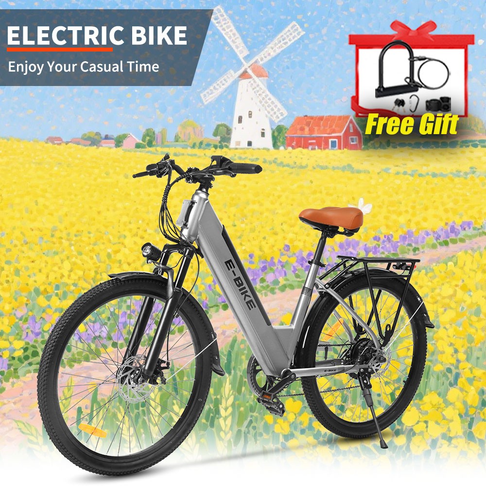26-inch 750W Electric Mountain Bike for Adults with Fat Tires 25MPH Off-Road E-Bike