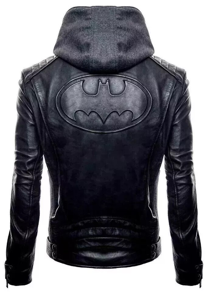 Men's Black Batman Leather Jacket | Arkham Bruce Wayne Bat Logo Leather Jacket
