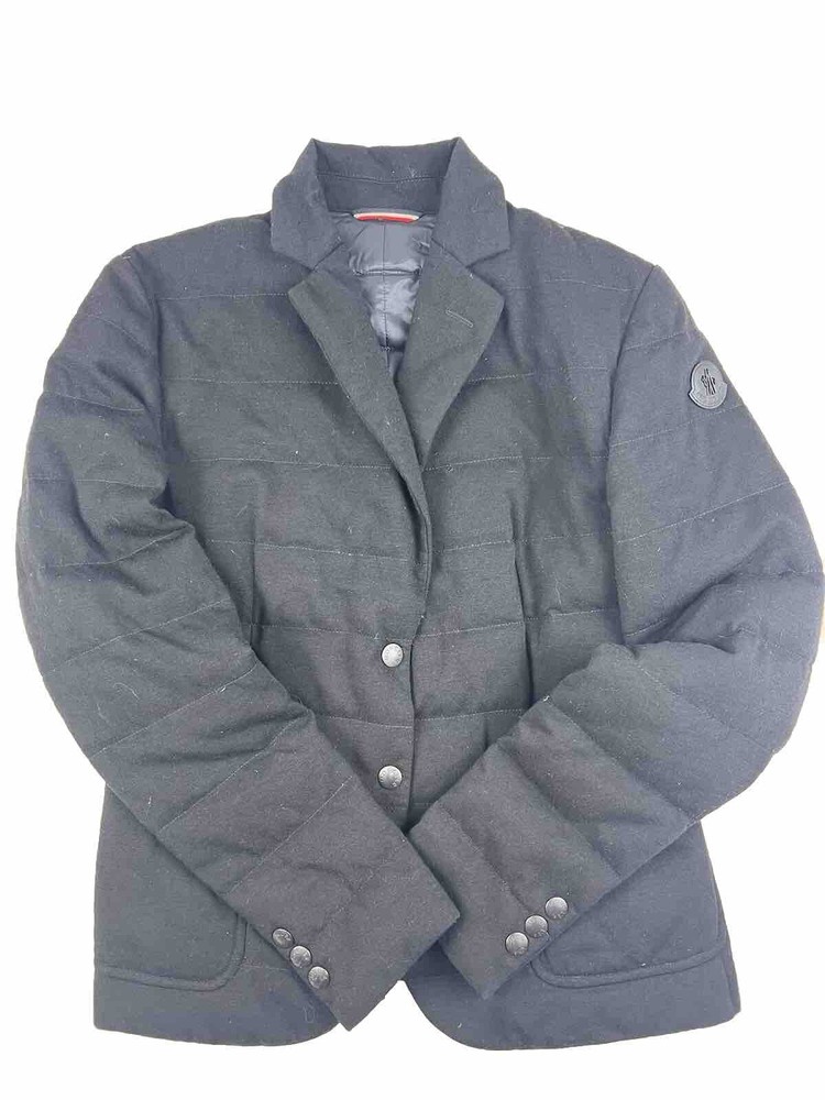 Moncler Women Black Wool Cashmere Quilted Down Jacket Size 1  