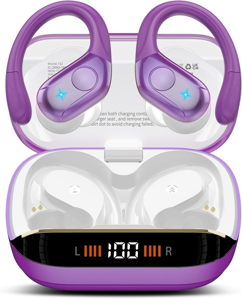 Wireless Earbuds Bluetooth 5.4 with 75H Playtime Stereo Deep Bass Dark Purple