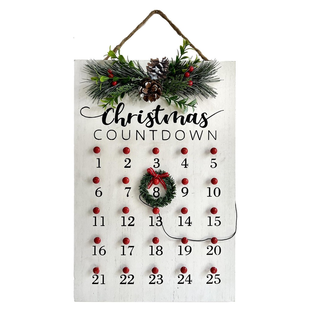 Christmas Countdown 25 Days Wreath Advent Calendar Number Date Decor Merry Ch...