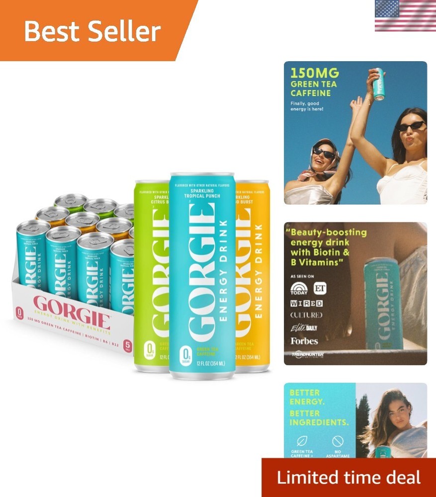 Tropical Variety Sugar-Free Sparkling Energy Drink - 12 Pack of Healthy Boosts