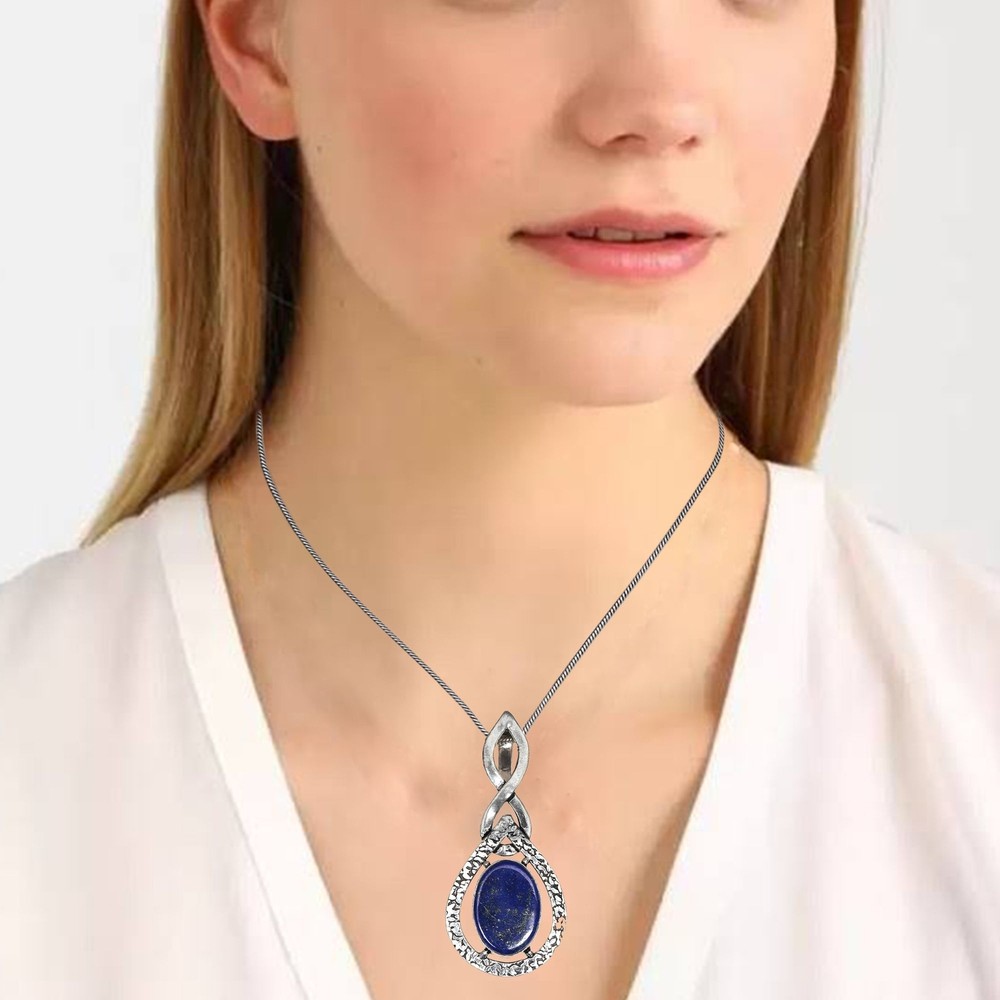 Lapis Lazuli Chrysocolla Silver Pendant Jewelry for Women & Men