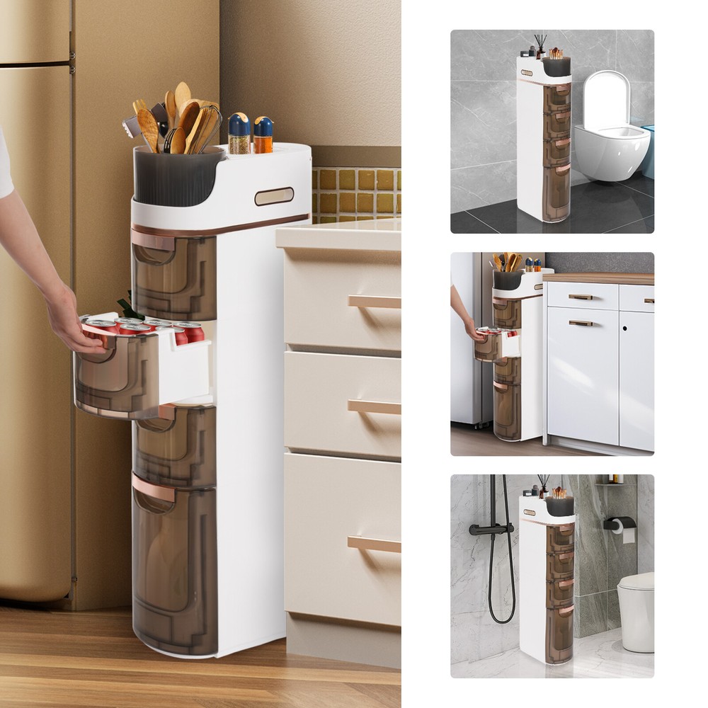 4 Drawer Narrow Slim Mobile Storage Organizer Rolling Shelf Storage Cart