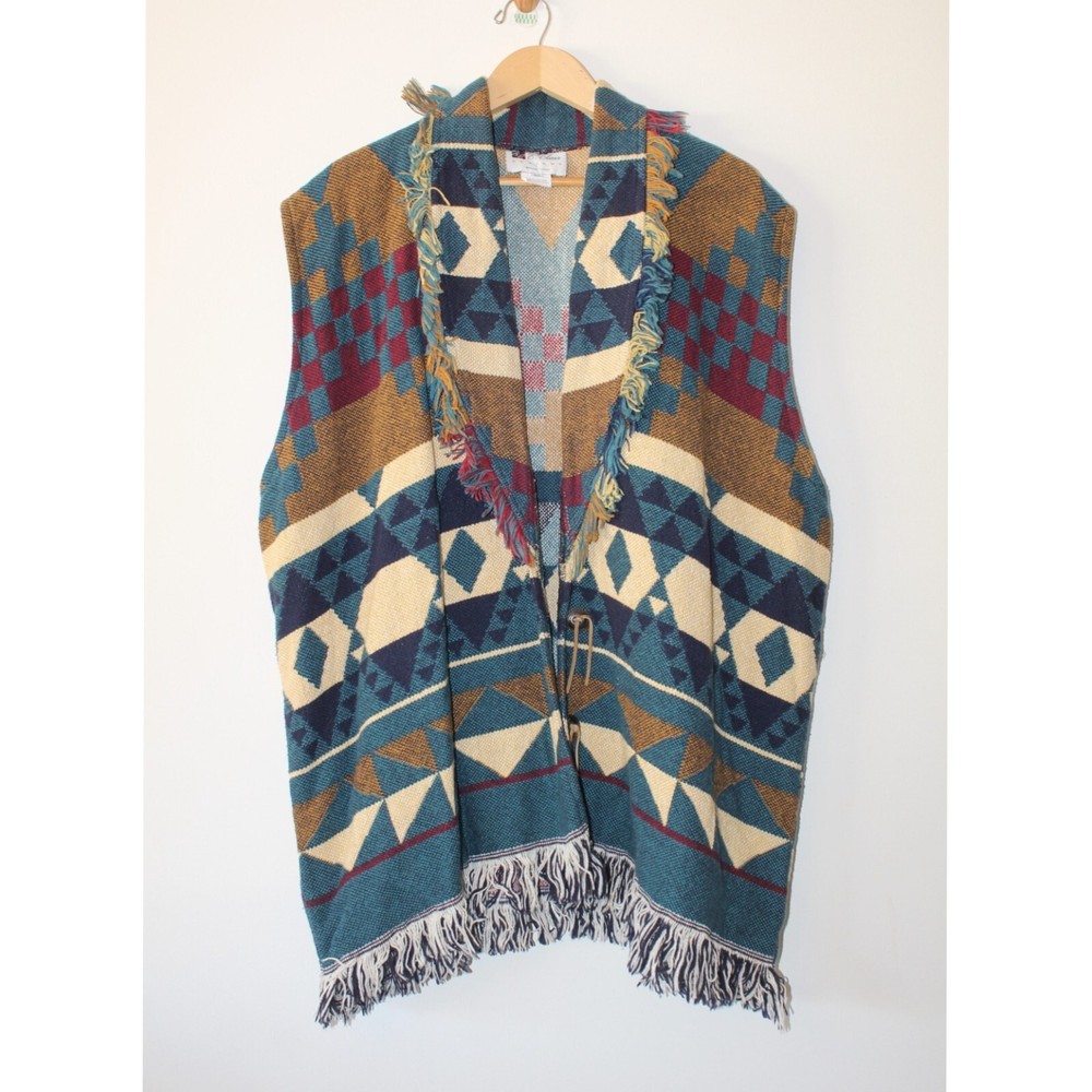 E Clair Designs Southeastern Blanket Vest Size 3X USA Tapestry cotton open front