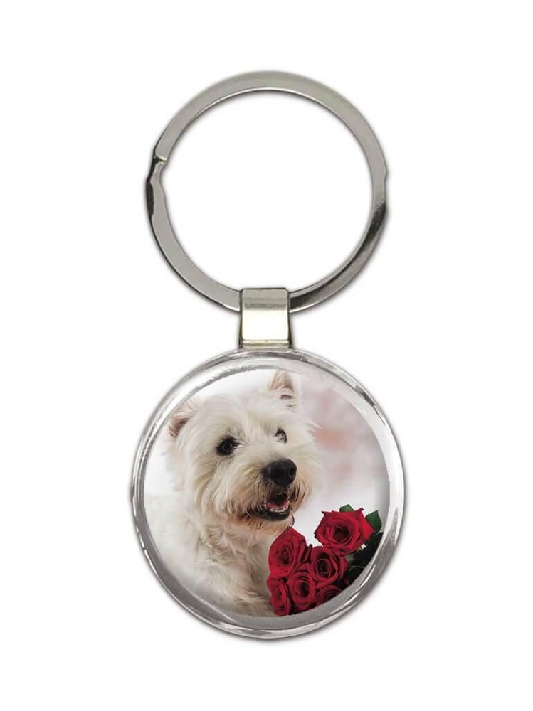 Gift Keychain : Dog Pet Animal Puppy Terrier Cute Rose Canine Pets Dogs