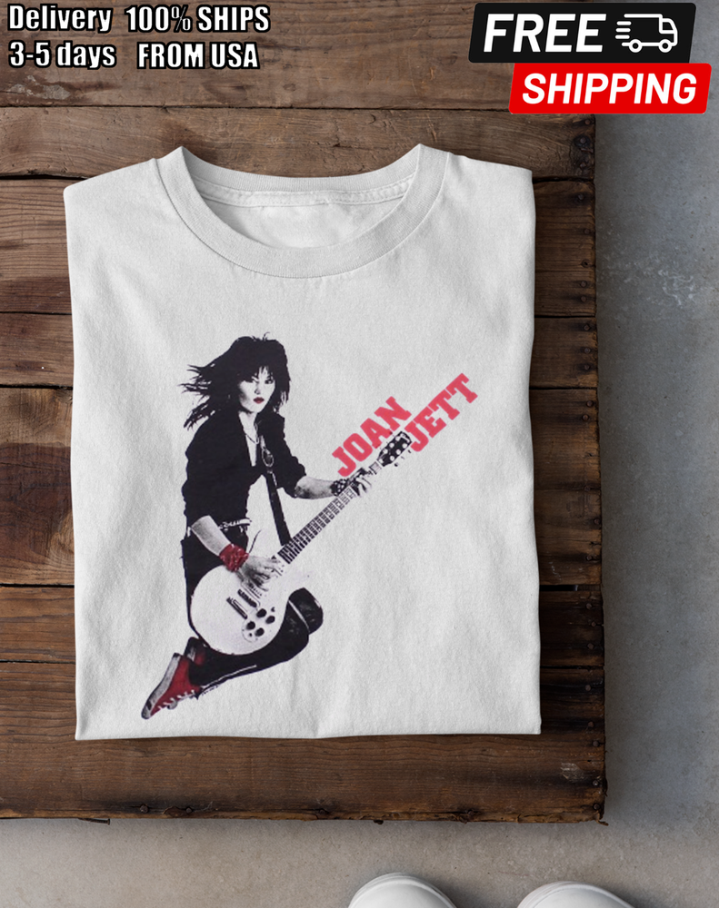Joan Jett Guitar Girl and the Blackhearts S-234XL Black Shirt D431