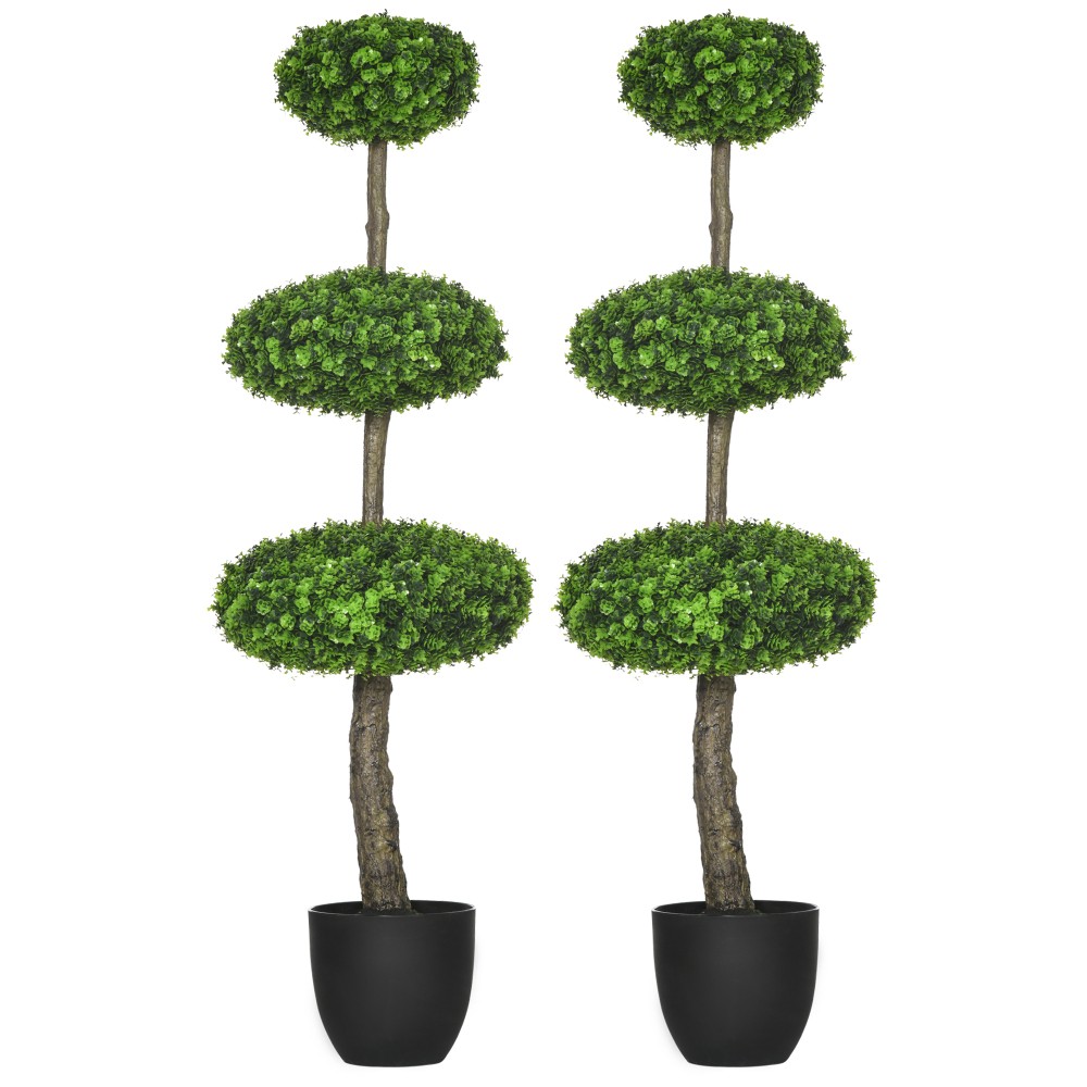Set of 2 Artificial Boxwood Topiary Trees in Pots 43.25