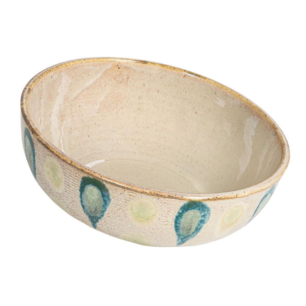 Geometric Stoneware Bowl in Vibrant Multicolor Design  