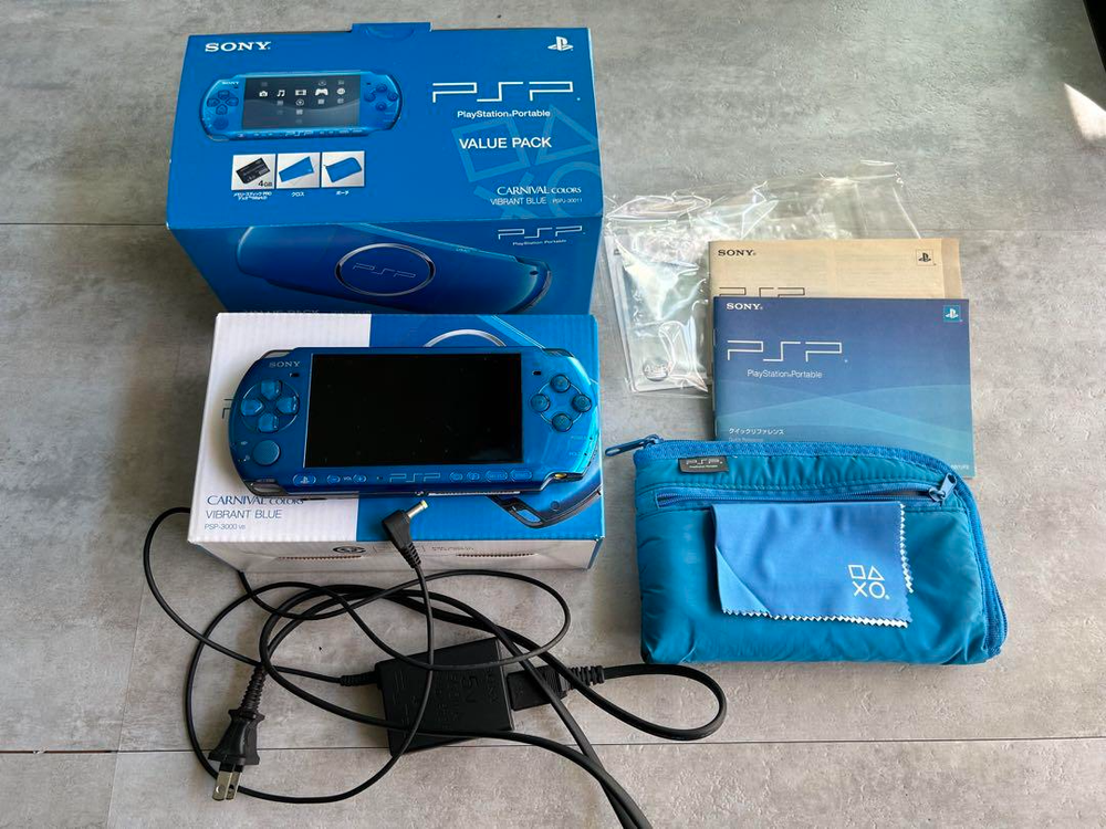 Sony PSP 3000 Vibrant Blue Portable Gaming Console with Value Pack
