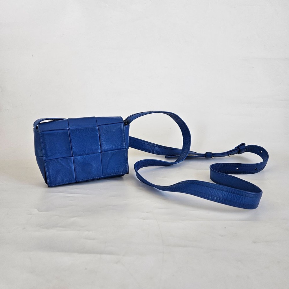 Bottega Veneta Royal Blue Candu Leather Crossbody Bag