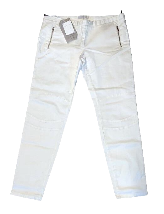FABIANA FILIPPI XL 16 White $655.00 Italian Designer Cotton Skinny Pants NWT New