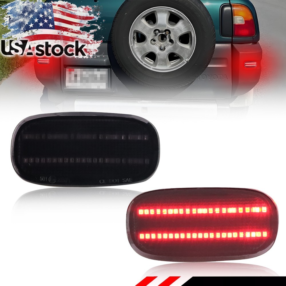 Smoked Red LED Rear Bumper Reflector Lights For 96-05 Toyota RAV4 & 10-14 Matrix