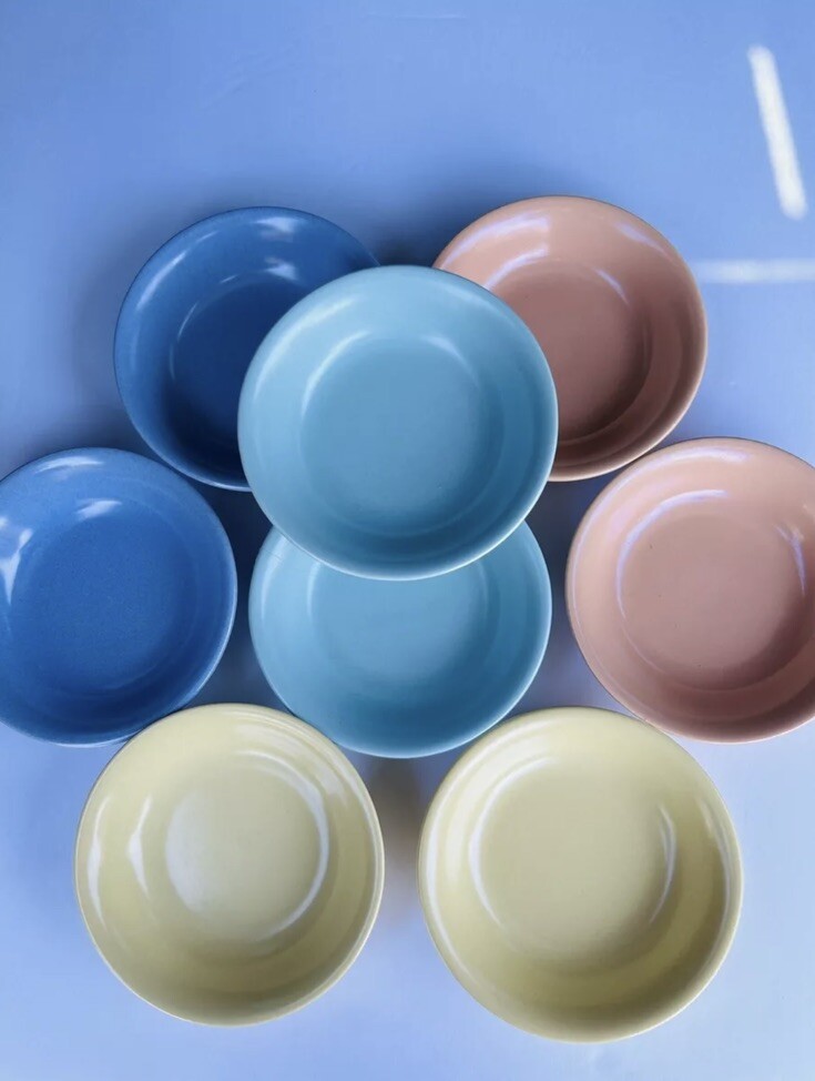 Vintage Set (8) Metlox Poppytrail Pastel Poppy Trail 200 series 30's Berry Bowl