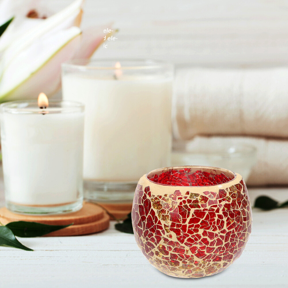 赤いモザイクひびの入ったキャンドルホルダー セレモニー 結婚式 装飾