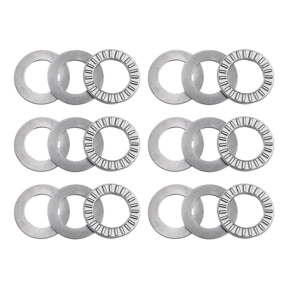6Sets Thrust Needle Roller Bearings Two Washers 3/4 Heat Resistance Steel Roller