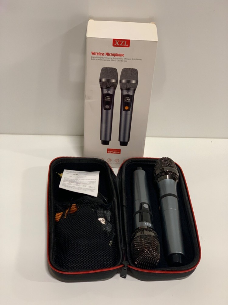 XZL UHF Wireless Microphone Set with 2 Mics for Karaoke PA System
