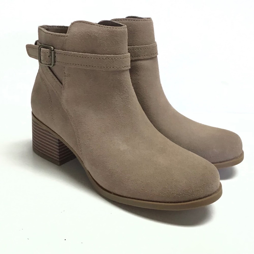Koolaburra by Ugg Ankle Boots Booties Women 7.5 Beige Suede Zip Heels Erena NEW