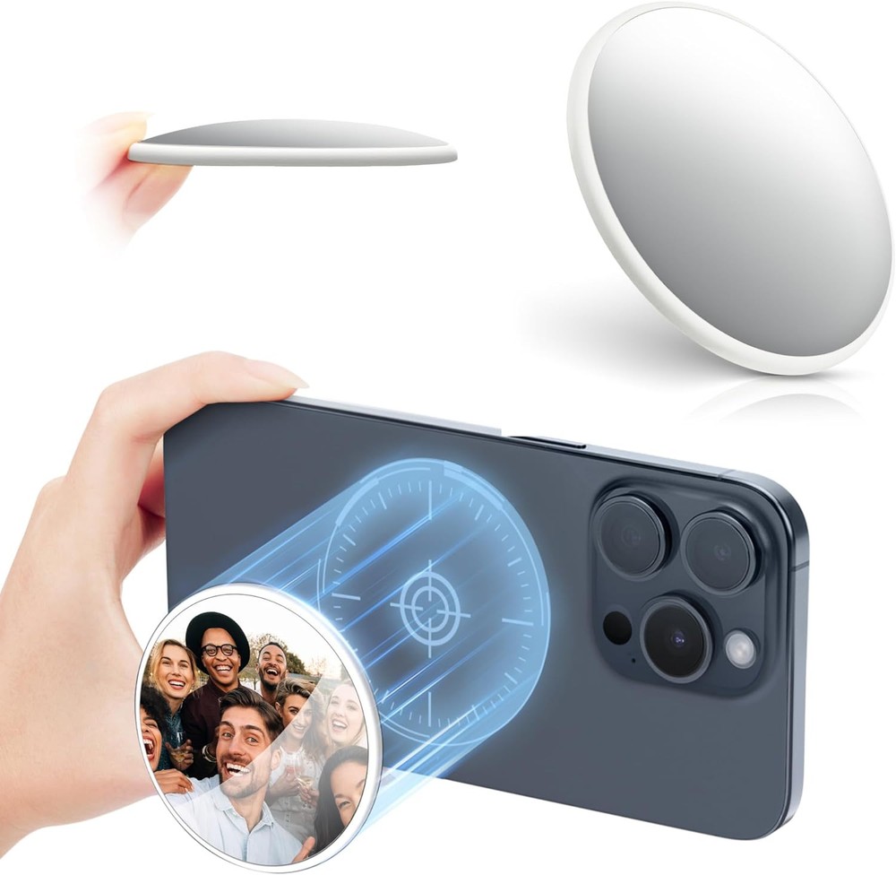 2.2 Inch White Magnetic Selfie Mirror for Back with Compact Design