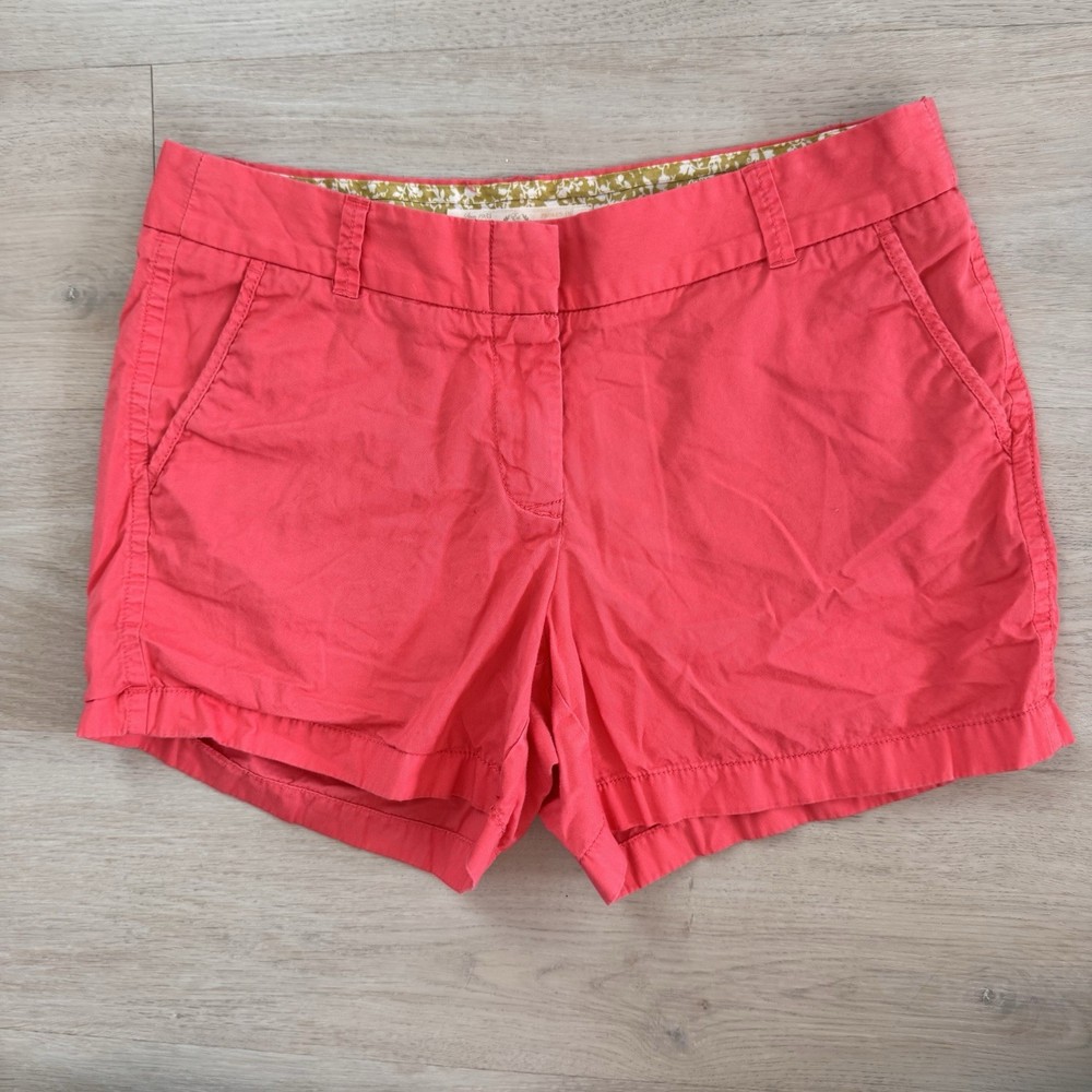 J.Crew 100% Cotton Chino Shorts Coral Pink Size 8 Classic Preppy  Women’s