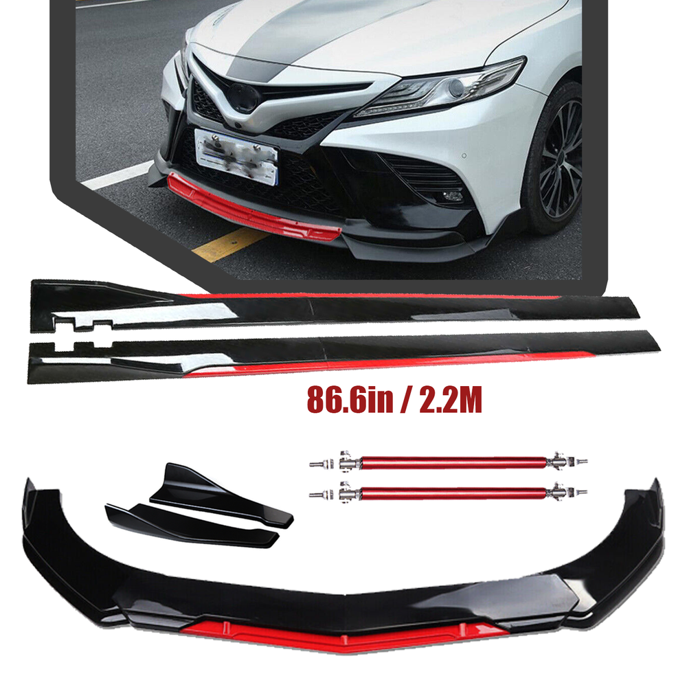 Glossy Black Red Front Bumper Lip Splitter Spoiler for Toyota Camry Body Kit