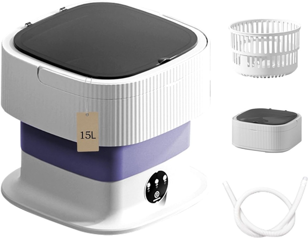 Collapsible 16L Portable Mini Washer Dryer with Spin 3 Modes for Underwear Socks Travel Camping  