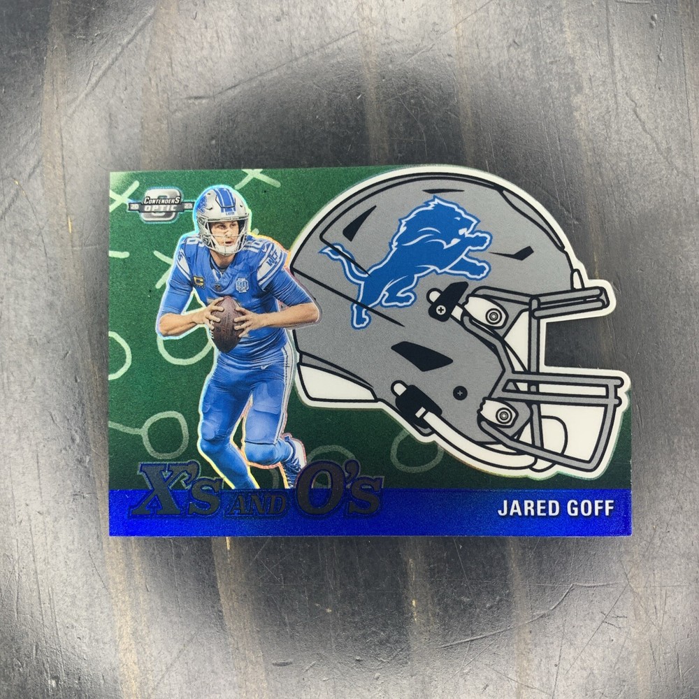 JARED GOFF 2023 CONTENDERS OPTIC X'S AND O'S BLUE PRIZM /99 Q0927