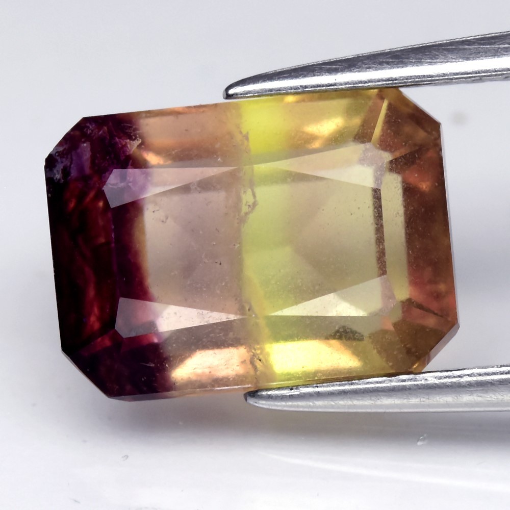 4.30ct Tri-Color Octagon Fluorite Gemstone from Africa 10.5x7.5mm