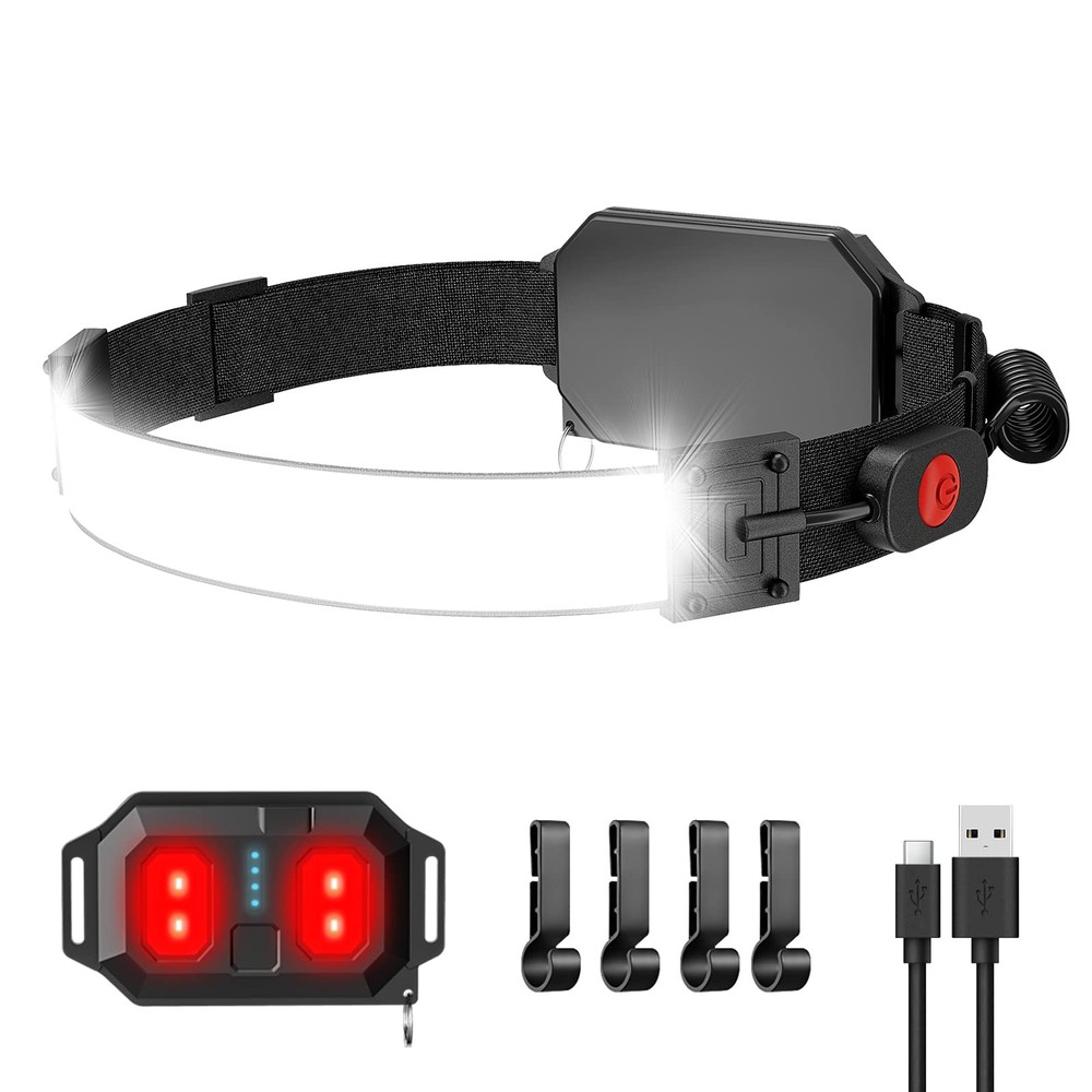 LED Headlamp Widebeam, 1000lumens 230° Broadbeam Headlight, USB Rechargeable ...