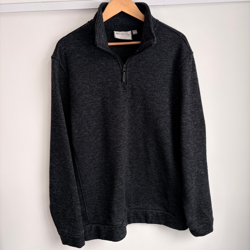 Mountain Warehouse Men's XXL Dark Gray Fleece Pullover Quarter Zip Sweater 2XL