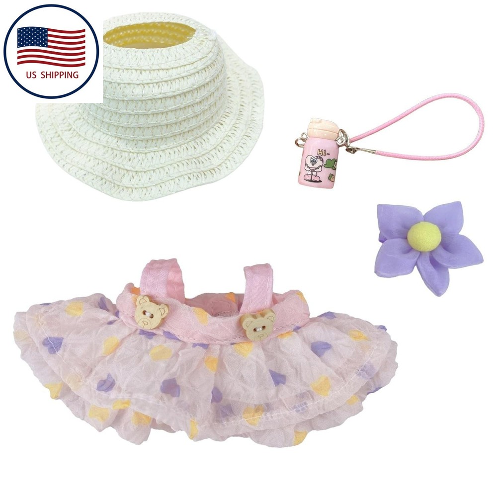 Labubu Doll Clothes 4PCS Set with Fashion Dresses & Accessories