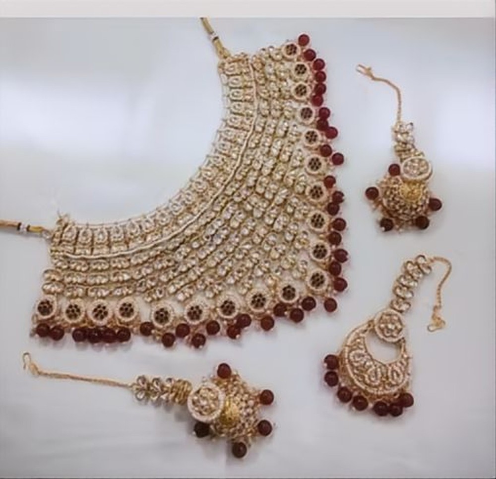 Indian Bollywood Wedding Kundan Choker Necklace Gold Plated Bridal Jewelry Set