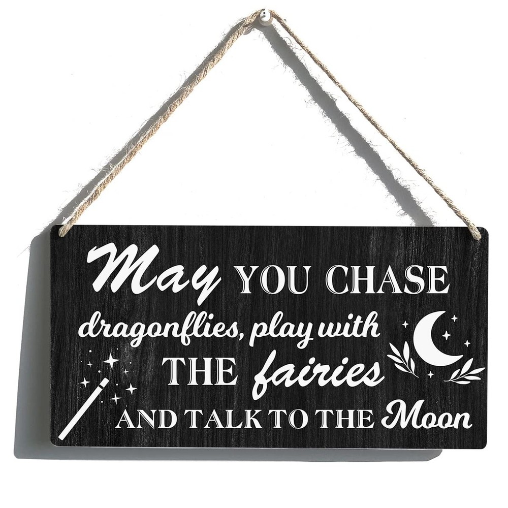 Nursery Sign Gift Farmhouse May You Chase Dragonflies Play with the Fairies W...