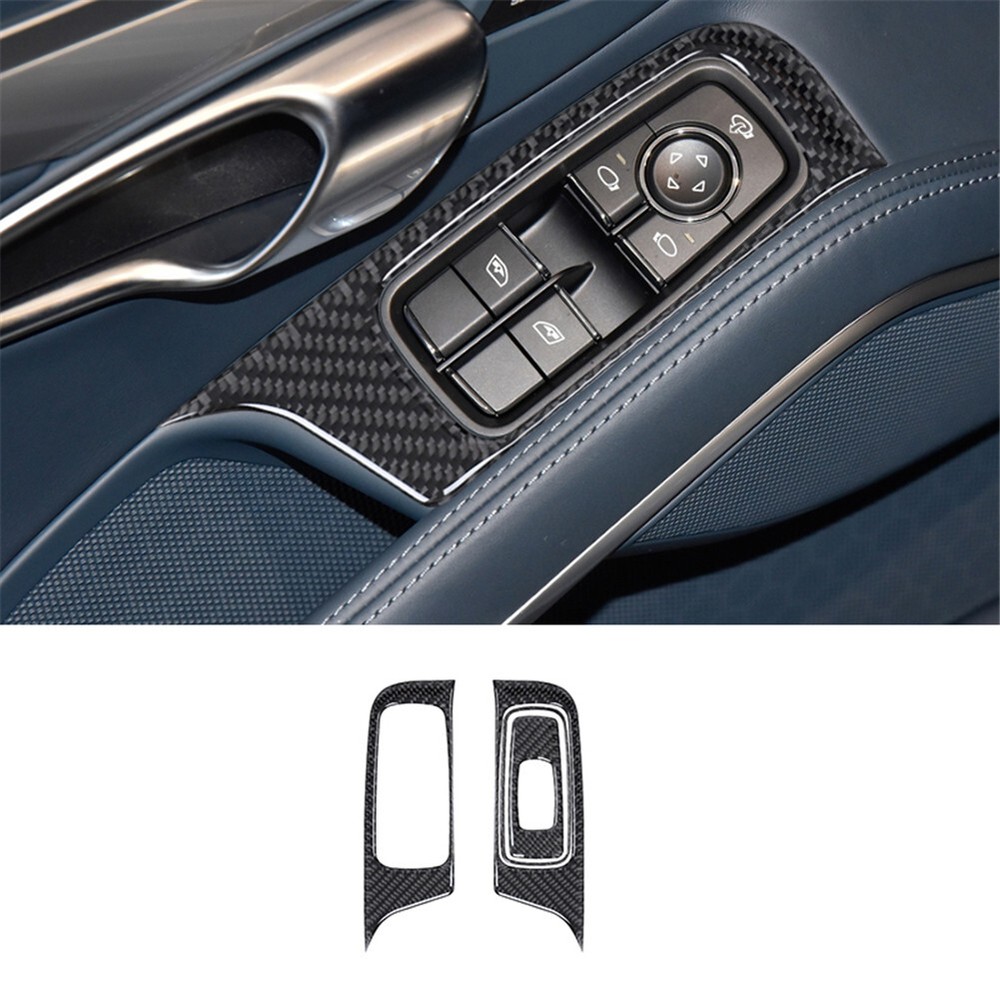 4Pcs Carbon Fiber Window Lift Control Cover Trim For Porsche 718 2016-2022