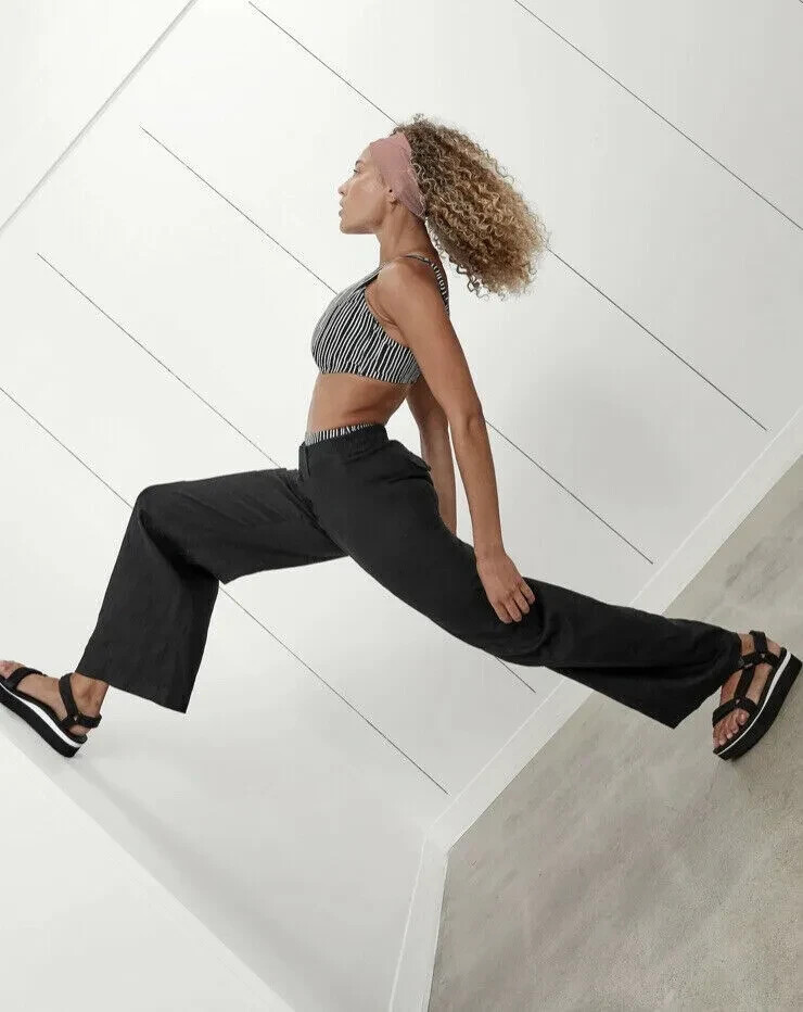 Athleta 16 Cabo Retreat Linen Pant Sz 16 Black #657597 NEW