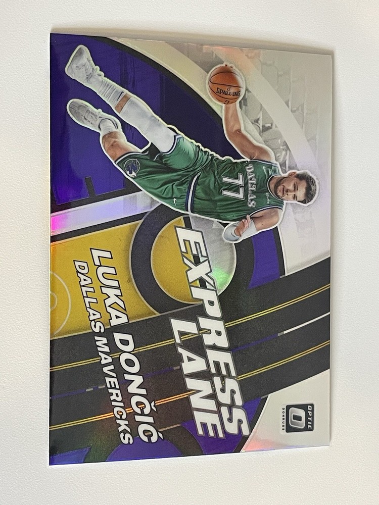2021-22 Optic Luka Doncic Purple Holo Express Lane Prizm Refractor SP #7 Mavs