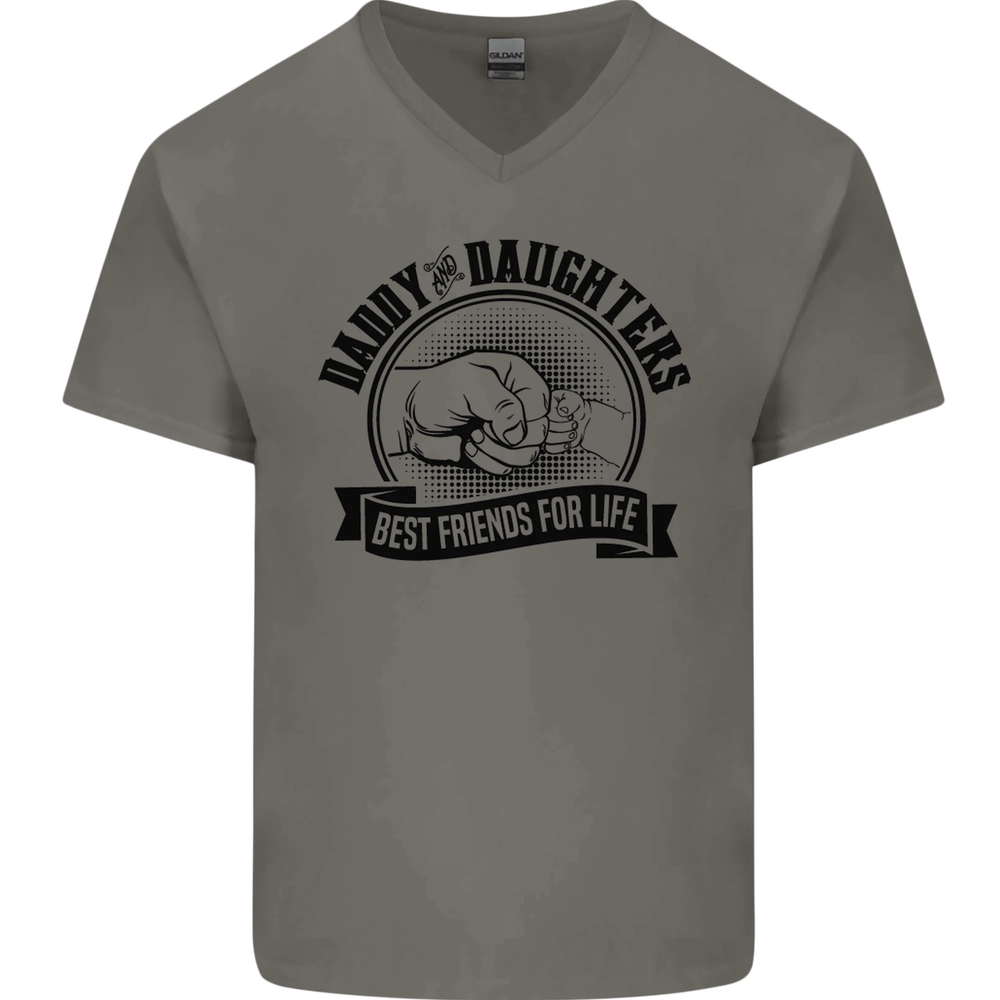 Daddy & Daughters Best Friends Fathers Day Mens V-Neck Cotton T-Shirt